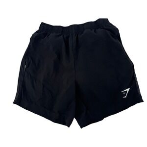 Gymshark Athletic Training Shorts Mens Small Black 5" Inseam Zipper Pockets Mesh